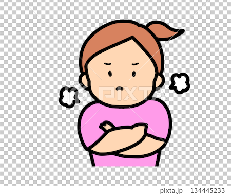 ぷんぷん怒る　茶髪の女の子 134445233