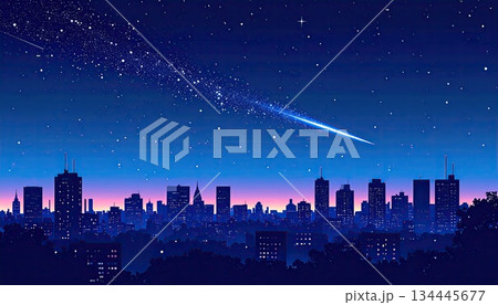 《AI画像》満点の星空の都市風景 134445677