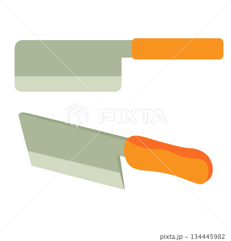 横から見た包丁と斜めから見た包丁のイラストセット 134445982