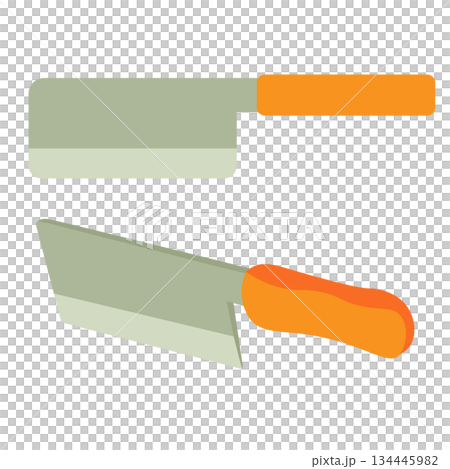 横から見た包丁と斜めから見た包丁のイラストセット 134445982