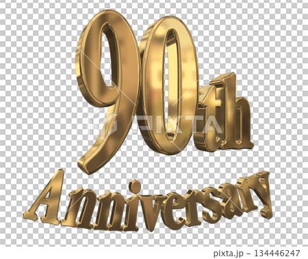 3DCG文字「90th Anniversary/90周年マークキラキラ」 134446247
