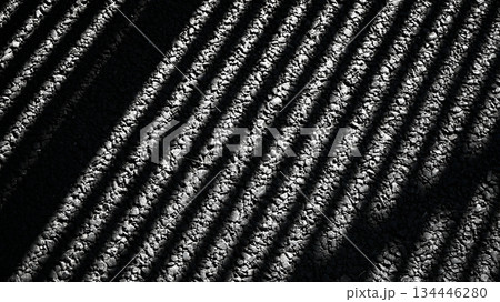 アスファルトに落ちた柵の影 アスファルトに落ちた柵の影 134446280