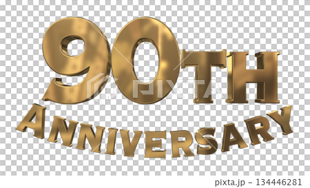 3DCG文字「90th Anniversary/90周年マークキラキラ」 134446281