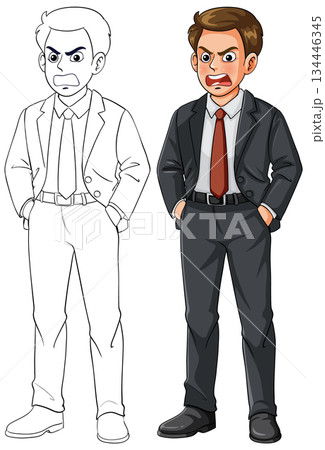 Angry Businessman in Suit with Hands in Pockets Angry Businessman in Suit with Hands in Pockets 134446345