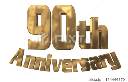 3DCG文字「90th Anniversary/90周年マークキラキラ」 134446370