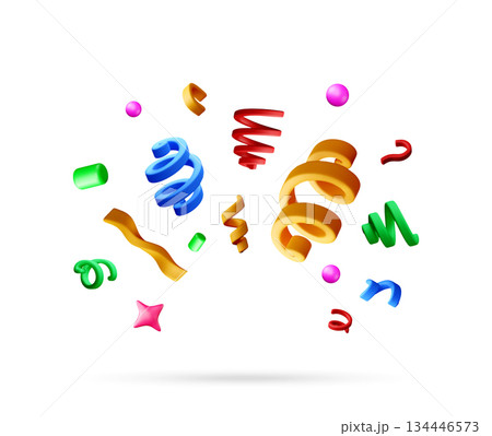 Colorful 3d confetti and streamers 134446573