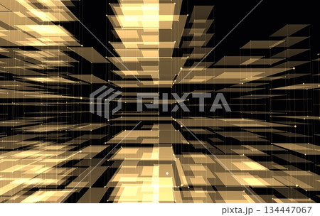 金色のデジタルトンネルの抽象背景 134447067