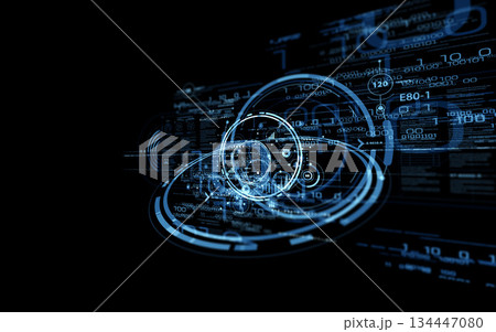 未来的なサイバー空間とAIデータの抽象背景 134447080