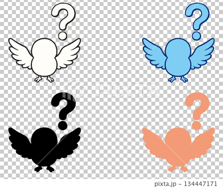 Question mark bird icon with wings spread (4-color set) Question mark bird icon with wings spread (4-color set) 134447171