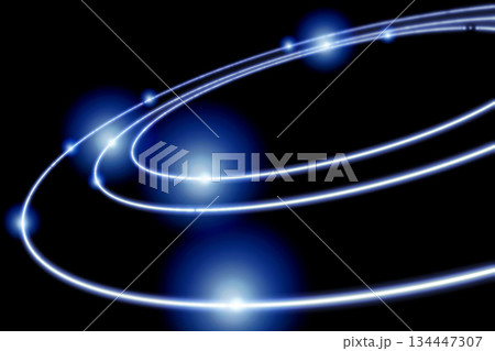 黒背景に光る軌跡の抽象表現 黒背景に光る軌跡の抽象表現 134447307