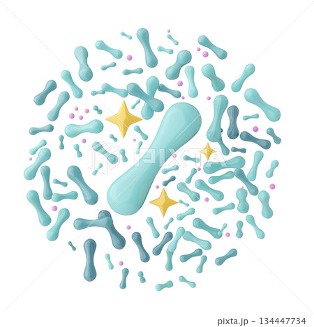 シンプルな乳酸菌のアイコンイラスト 白バック 善玉菌マーク 134447734