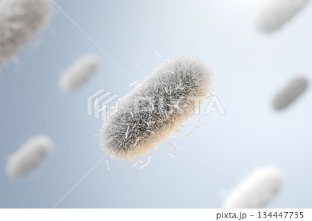 顕微鏡で見た毛のある細菌やウイルスの研究イメージ バイオラボの背景 134447735