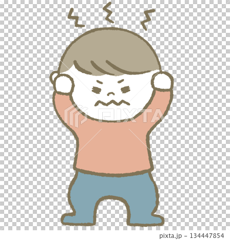 頭をかかえる子供　ピンク 134447854