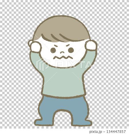 孩子抱著頭，淺藍色 134447857