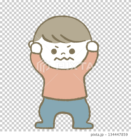 頭をかかえる子供 ピンク 頭をかかえる子供 ピンク 134447859