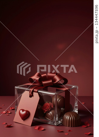 Elegant chocolate gift concept with love and red tones 134447896