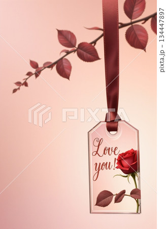Elegant love concept with glass tag and floral design 134447897