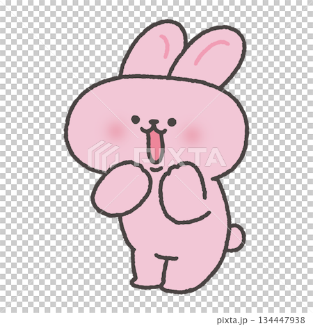 Cute rabbit screaming with joy 134447938