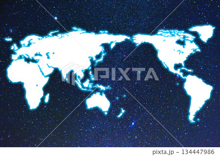 星空に世界地図 合成 星空に世界地図 合成 134447986