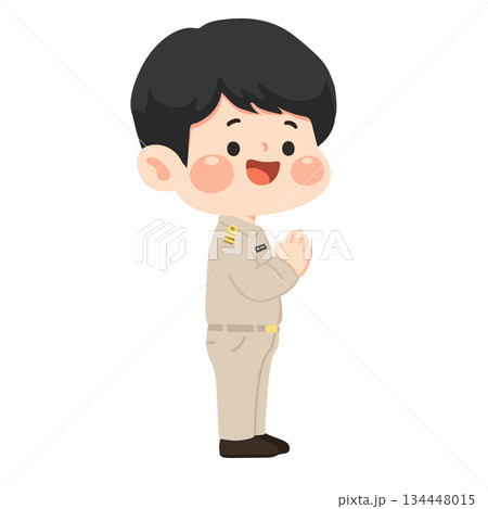 Cartoon Thai Government Officer Illustration 134448015