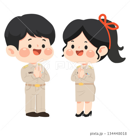 Cartoon Thai Government Officer Character Illustration Cartoon Thai Government Officer Character Illustration 134448018
