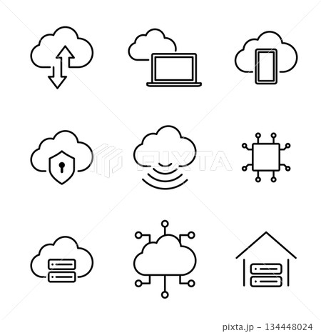 クラウドやウェブのアイコンセット　オンライン 134448024