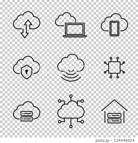 クラウドやウェブのアイコンセット　オンライン 134448024