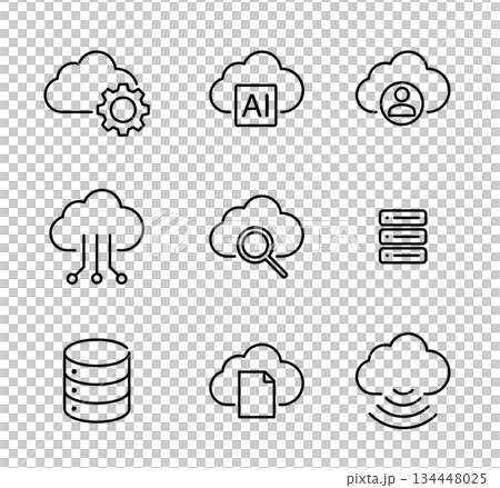 Cloud and network icon set server 134448025