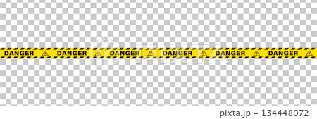 危険のバリケードテープのイラスト 134448072
