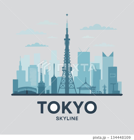 Vibrant Tokyo cityscape with iconic skyline and modern architecture 134448109