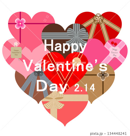 バレンタイン_ハート形プレゼントボックス バレンタイン_ハート形プレゼントボックス 134448241