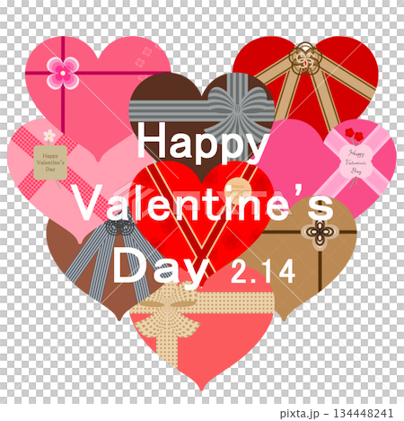 バレンタイン_ハート形プレゼントボックス バレンタイン_ハート形プレゼントボックス 134448241