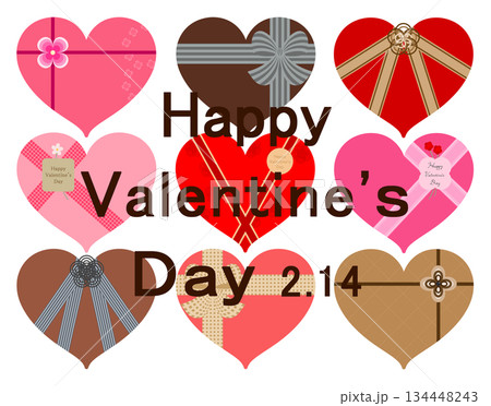 バレンタイン_ハート形プレゼントボックス 134448243