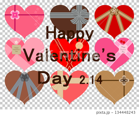 バレンタイン_ハート形プレゼントボックス 134448243