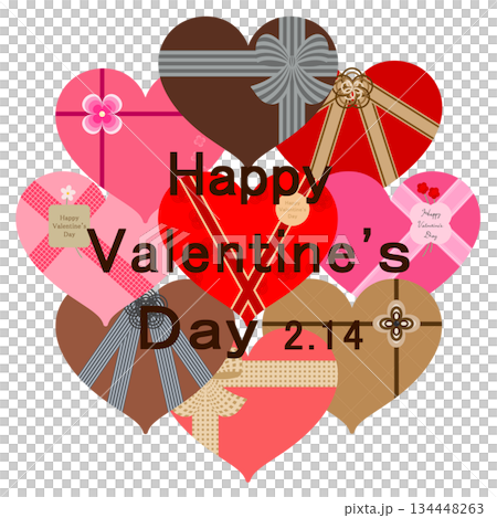 バレンタイン_ハート形プレゼントボックス 134448263