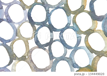 Abstract watercolor pattern with overlapping circles in earthy tones on white Abstract watercolor pattern with overlapping circles in earthy tones on white 134449020