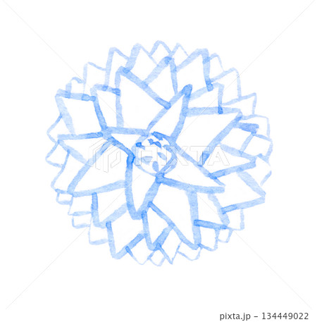 Watercolor blue succulent flower pattern with geometric petals in soft pastel 134449022
