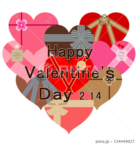 バレンタイン_ハート形プレゼントボックス 134449027