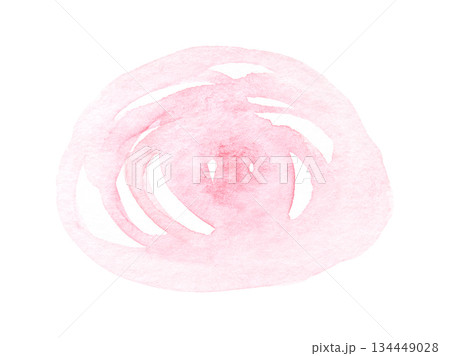 Delicate abstract pink watercolor circle with soft brushstroke patterns 134449028