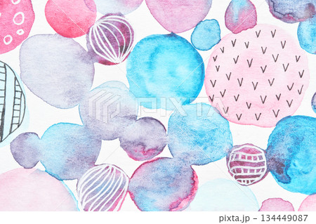 Colorful abstract watercolor circles with vibrant patterns and textures Colorful abstract watercolor circles with vibrant patterns and textures 134449087