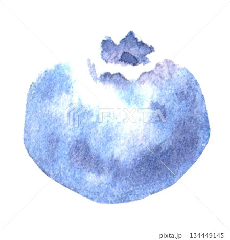 Isolate delicious aromatic blueberry hand drawn in watercolor on isolated background for menu design advertising in bakery, confectionery, store, fabric, stickers, dessert decoration, baking. 134449145
