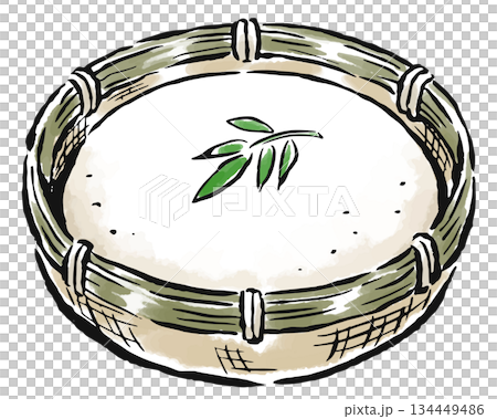 Zaru tofu and Oboro tofu, hand-drawn brush illustrations 134449486