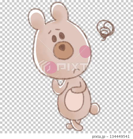 可愛人氣動物角色插畫素材【熊1】煩惱，煩惱，疑問，全身 134449541