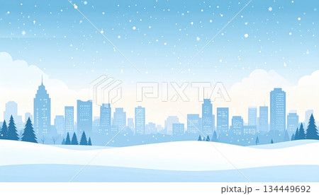 《AI画像》雪景色の都市風景 134449692