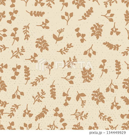 Seamless Pattern Brown Silhouette Botanical Background Illustration Nature. Vector Seamless Pattern Brown Silhouette Botanical Background Illustration Nature. Vector 134449929