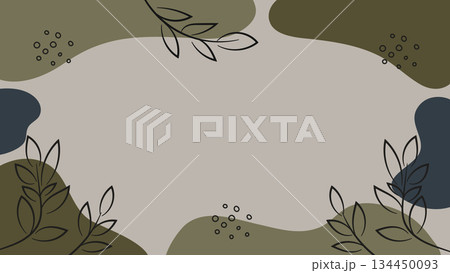 Nature Botanical Boho Banner Background Green Leaves Abstract Organic Shapes.Vector Illustration 134450093