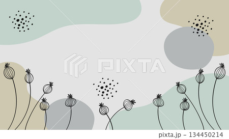 Minimalist Botanical Line Art Poppy Flower Abstract Frame Background Illustration Bohemian Style.Vector Design Minimalist Botanical Line Art Poppy Flower Abstract Frame Background Illustration Bohemian Style.Vector Design 134450214