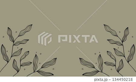 Nature Leaves Background Hand Drawn Line Art Illustration Botanical Corner Design.Vector Frame Nature Leaves Background Hand Drawn Line Art Illustration Botanical Corner Design.Vector Frame 134450218
