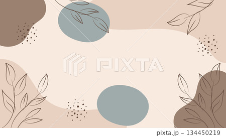 Minimalist abstract background with soft shapes and leaves 134450219