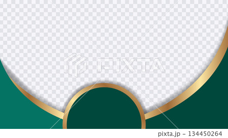 Business Background Banner Certificate Template with Green Gold Shapes Arched Bottom.Vector Design 134450264